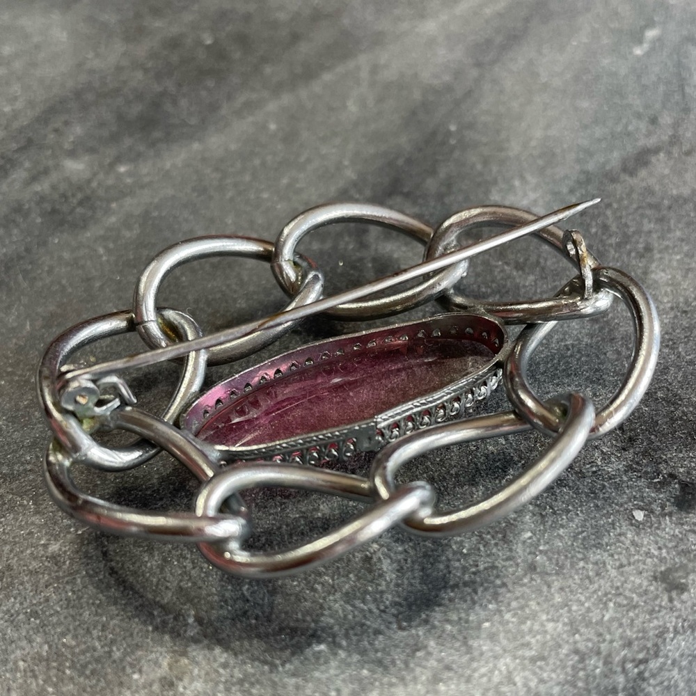 Vintage Art Deco Pink Crystal Brooch - Picture 8 of 10